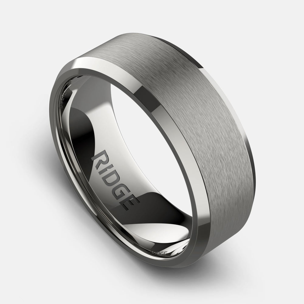 Ridge 8mm Geprofileerde Ring Set - Platina | Tantalum