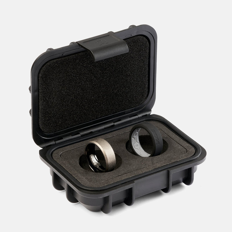 Ridge 8mm Beveled Ring Set - Stonewashed Titanium