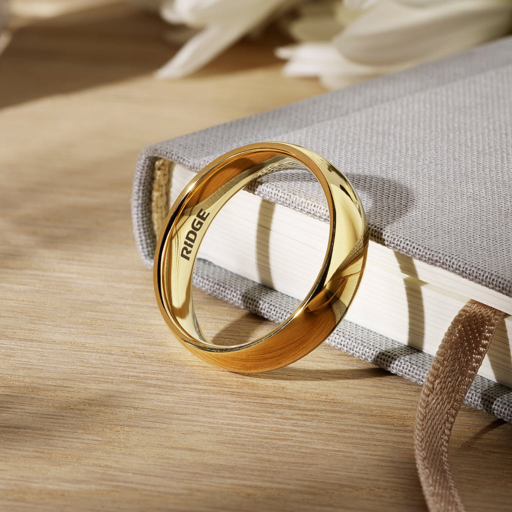Ridge 6mm Rounded Ring Set - 24K Gold | Tantalum