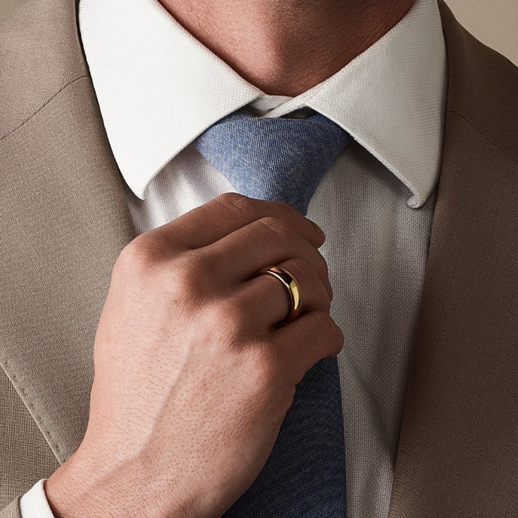 Ridge 6mm Rounded Ring Set - 24K Gold | Tantalum