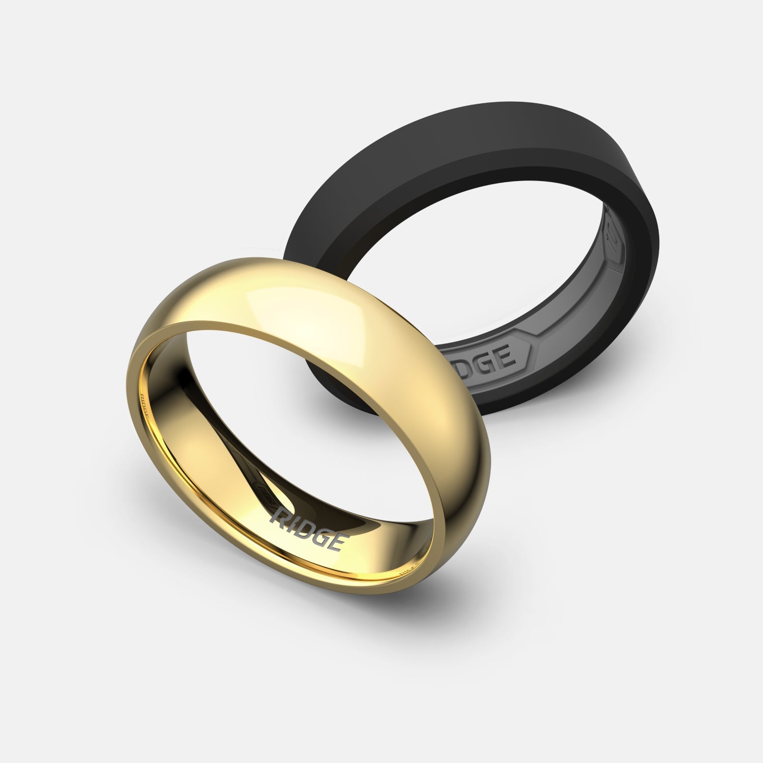 Ridge 6mm Afgeronde Ring Set - 24K Goud | Tantalum