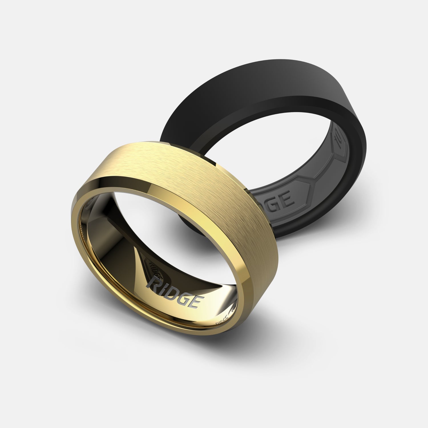 Ridge 8mm Geprofileerde Ring Set - 24K Goud | Tantalum