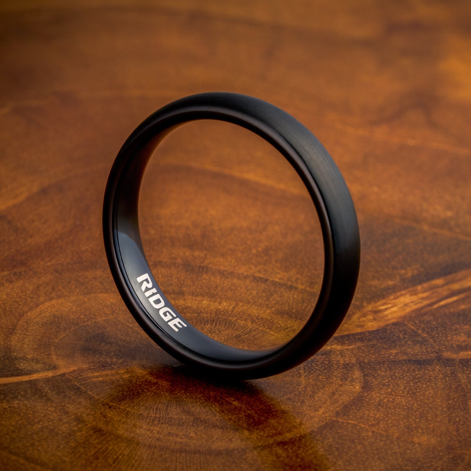Ridge 4mm Afgeronde Ring Set - Koninklijk Zwart
