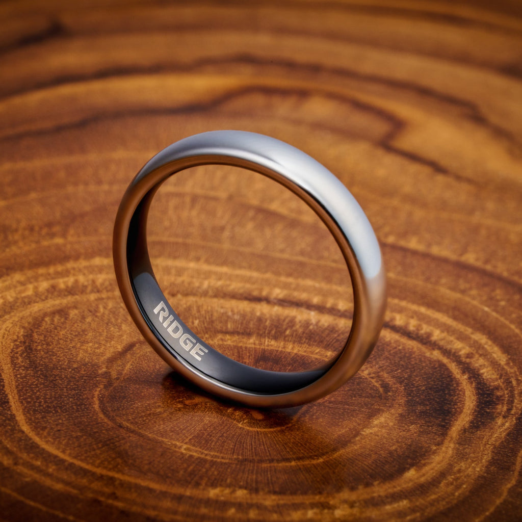 Ridge 4mm Rounded Ring Set - Platinum