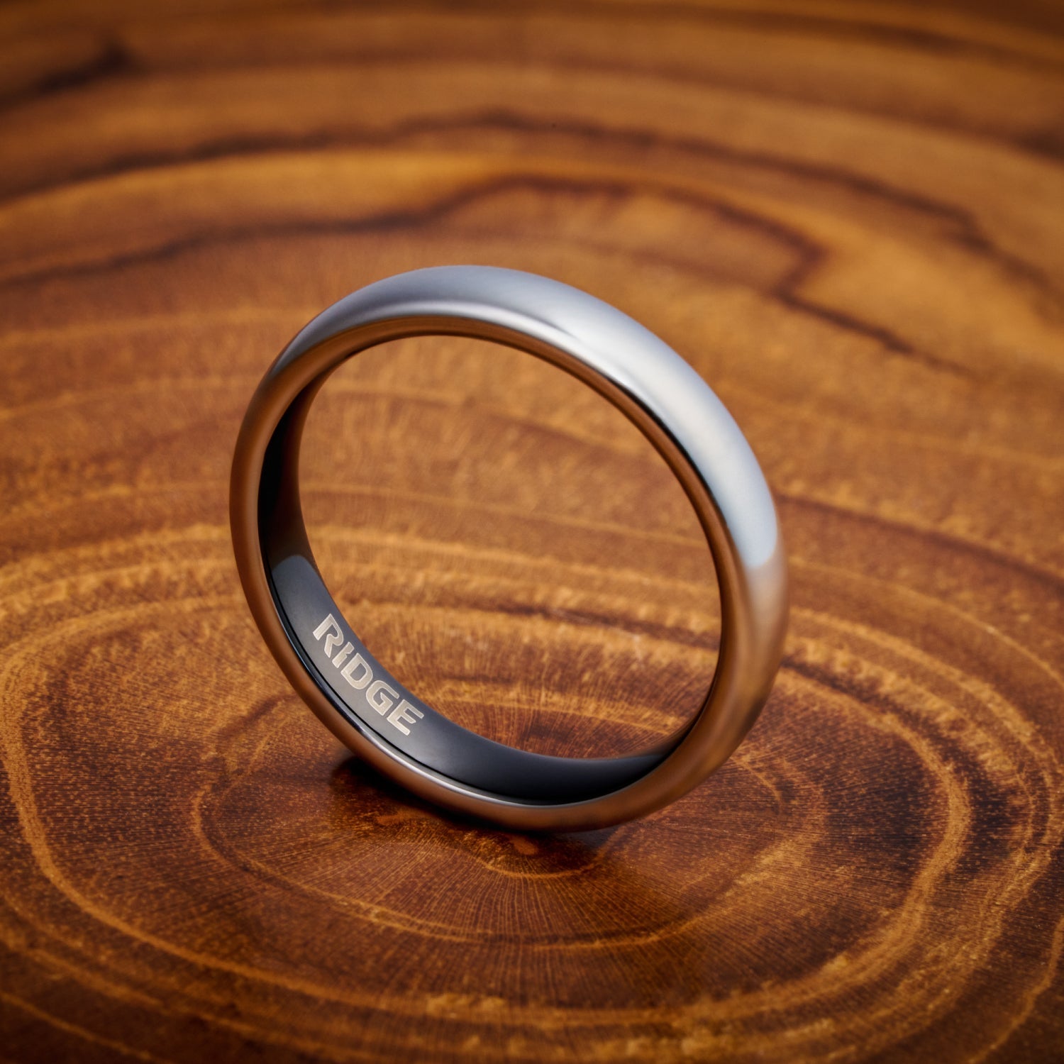 Ridge 4mm Afgeronde Ring Set - Platina