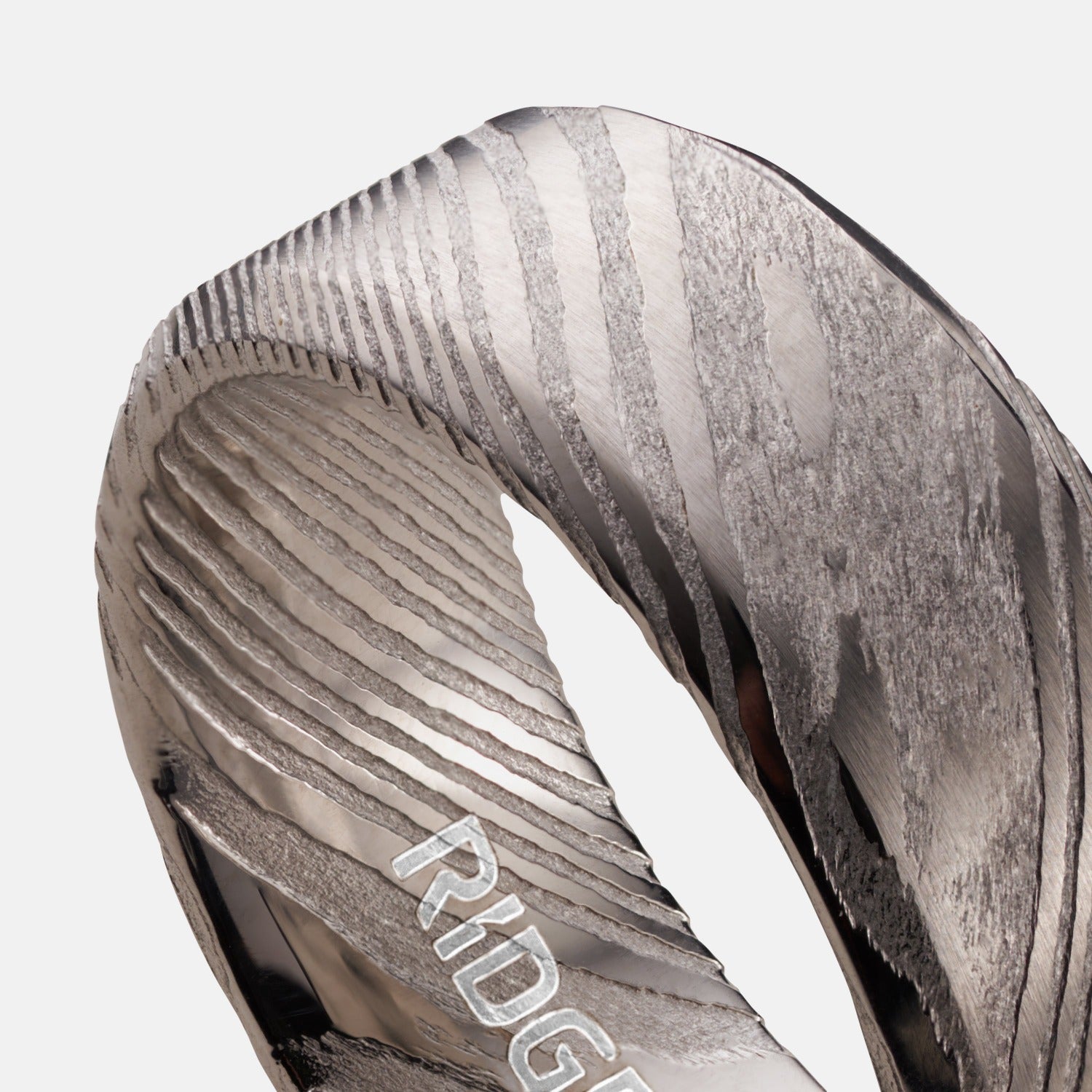 Ridge 8mm Beveled Ring Set - Damascus