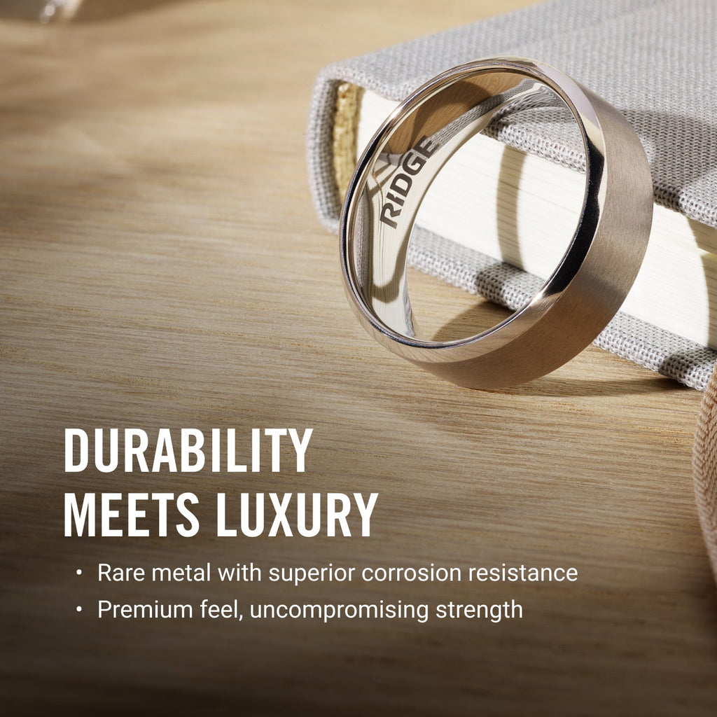 Ridge 8mm Beveled Ring Set - Platinum | Tantalum