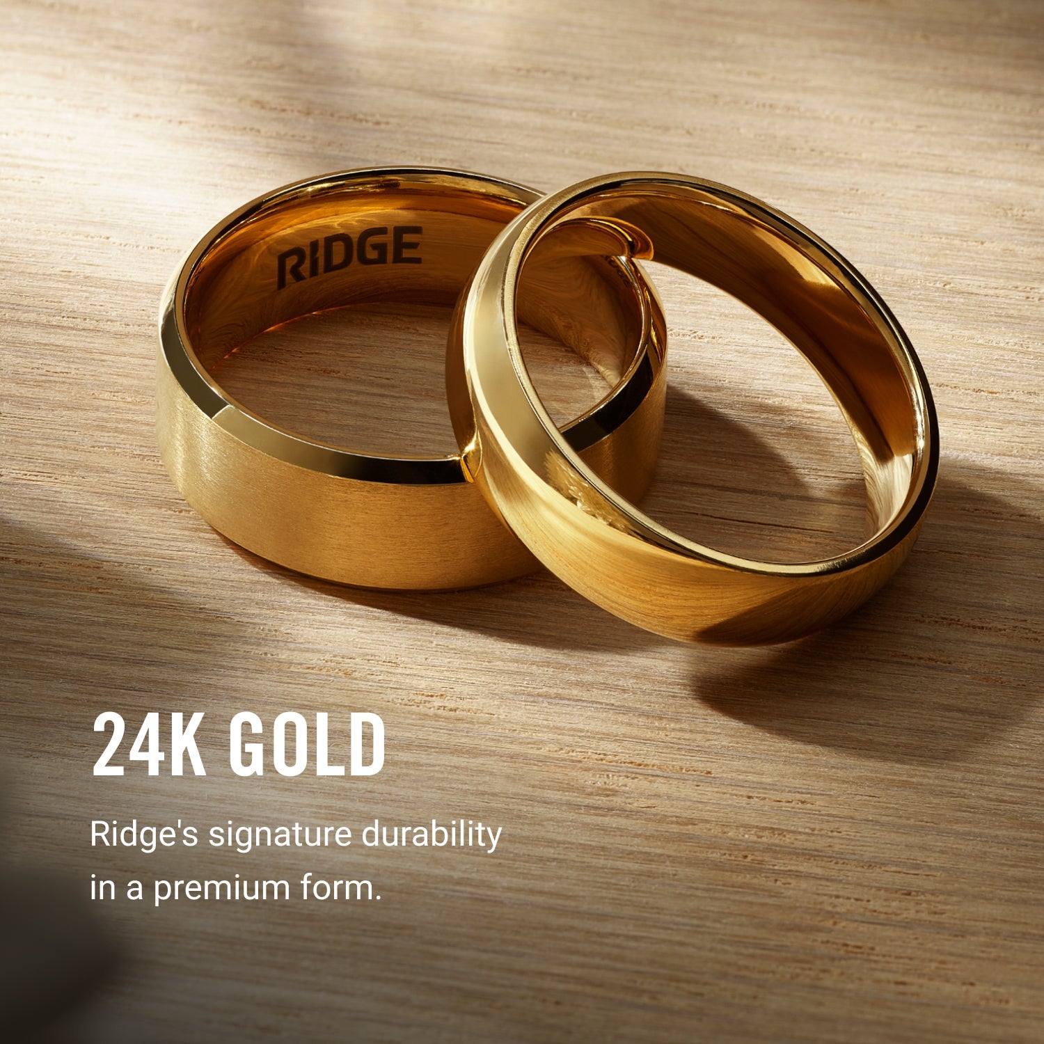 Ridge 6mm Afgeronde Ring Set - 24K Goud | Tantalum