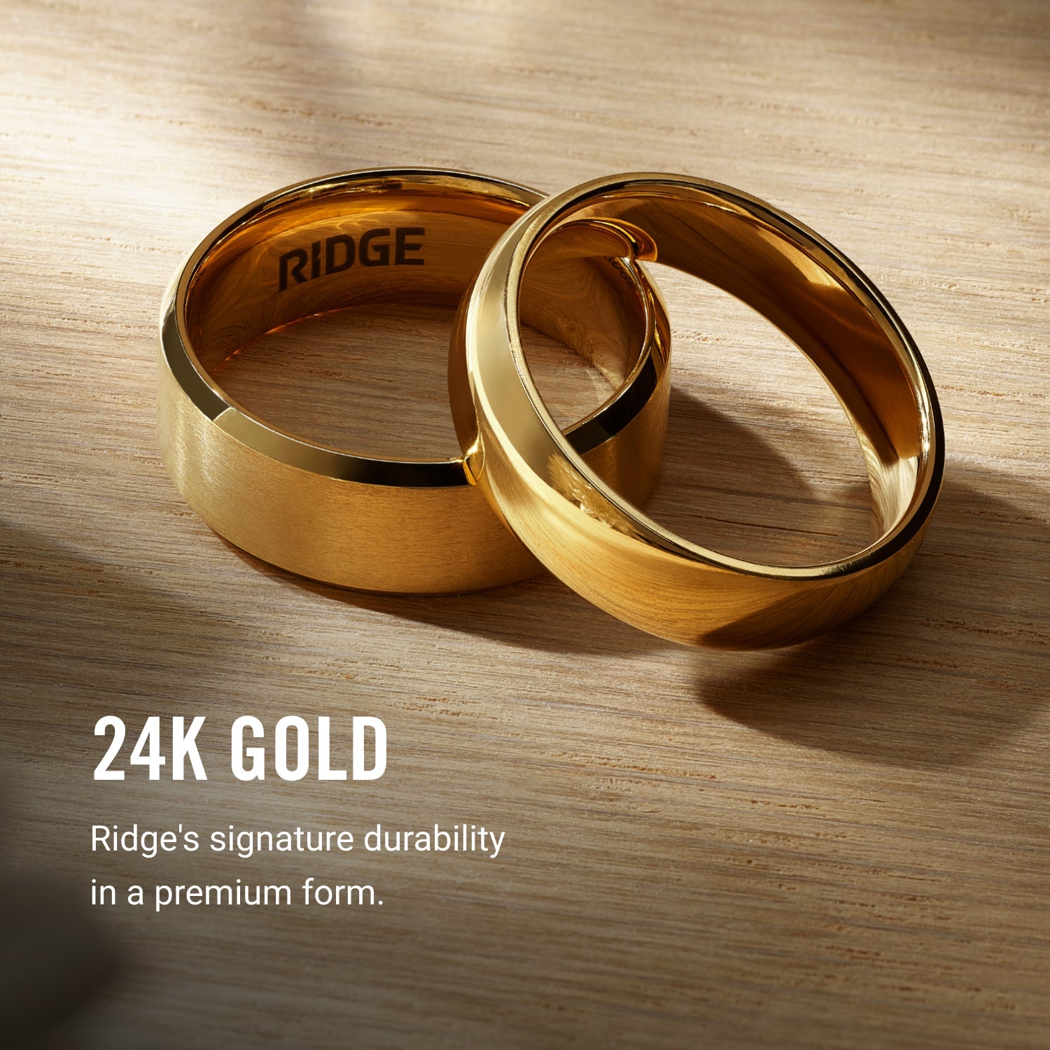 Ridge 8mm Geprofileerde Ring Set - 24K Goud | Tantalum