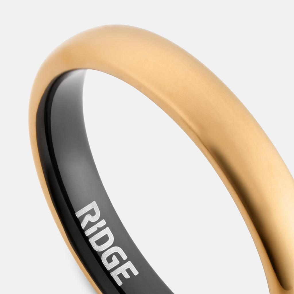 Ridge 4mm Rounded Ring Set - 24K Gold