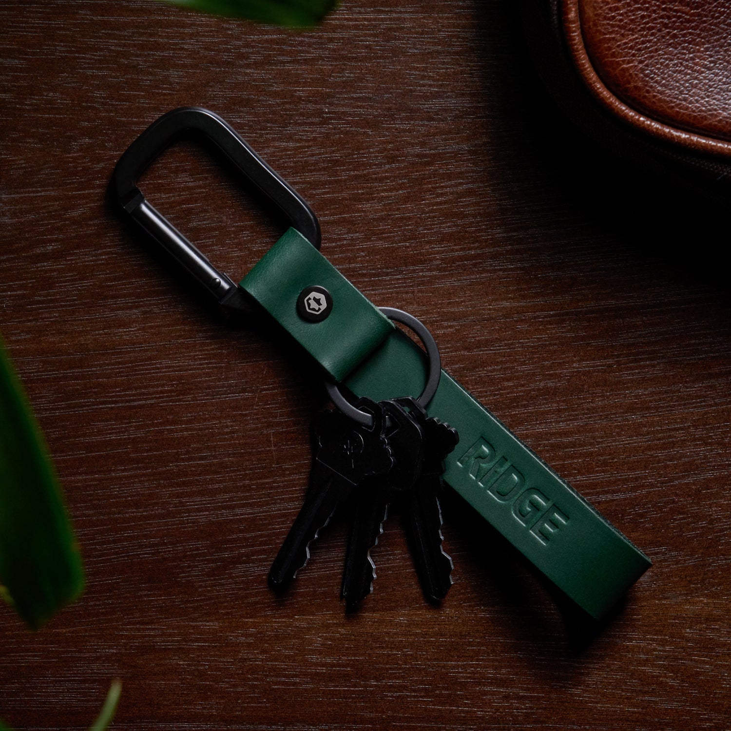 Everyday Keychain - Hunter Green Leather