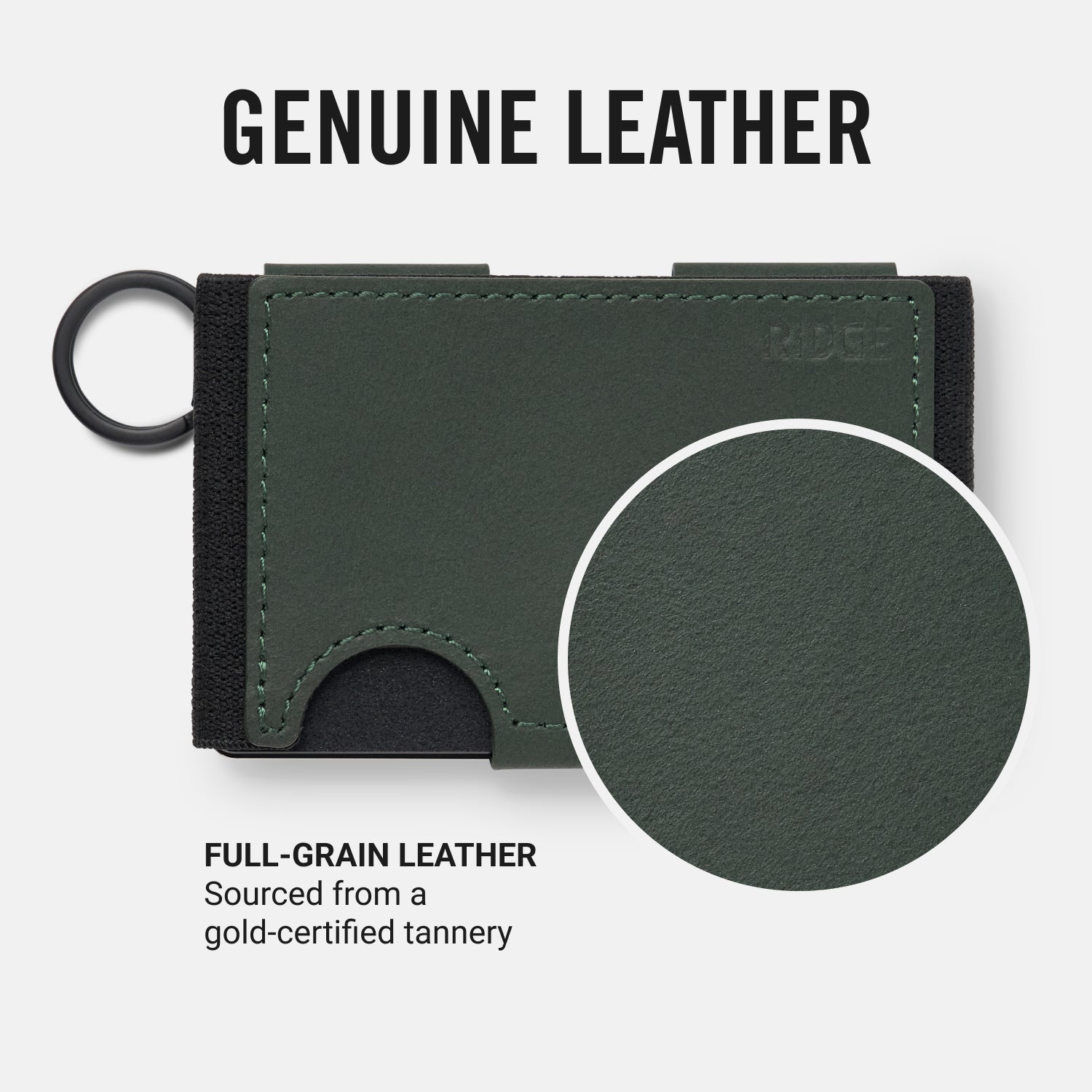 Everyday Keychain - Hunter Green Leather