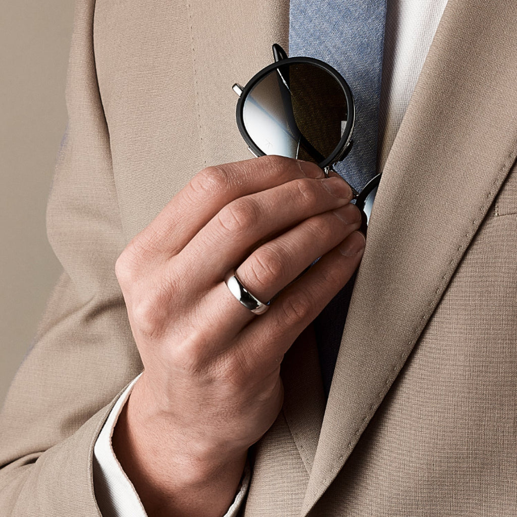 Ridge 6mm Rounded Ring Set - Platinum | Tantalum