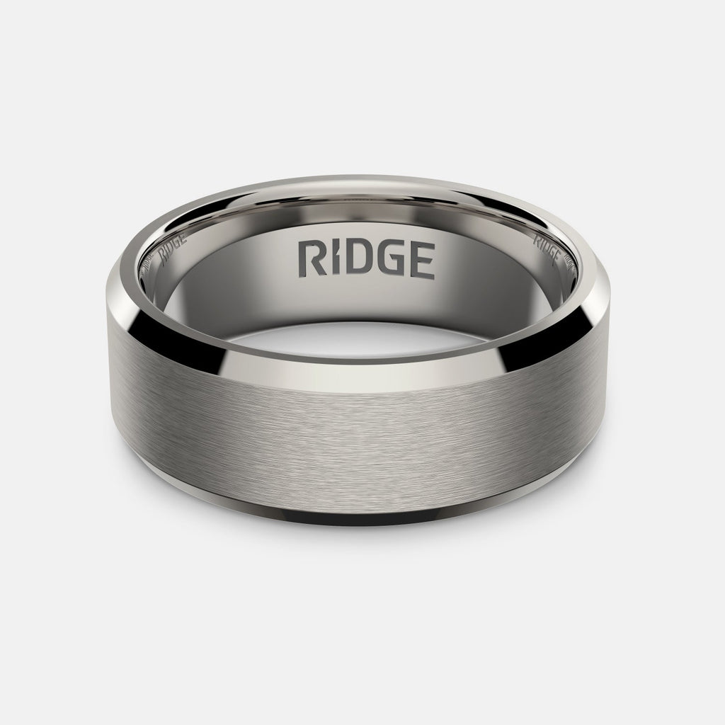 Ridge 8mm Beveled Ring Set - Platinum | Tantalum