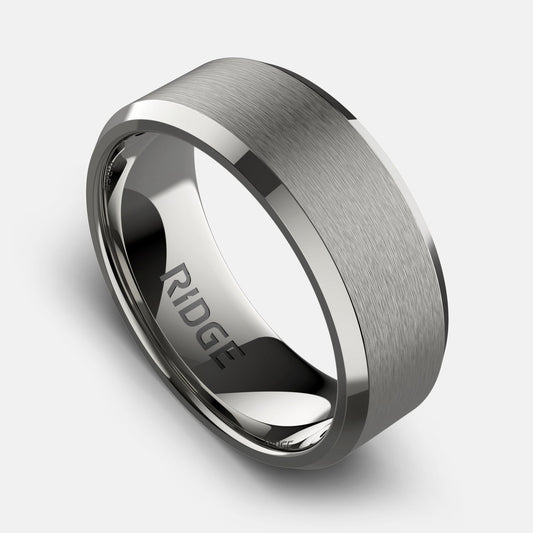 Ridge 8mm Geprofileerde Ring Set - Platina | Tantalum