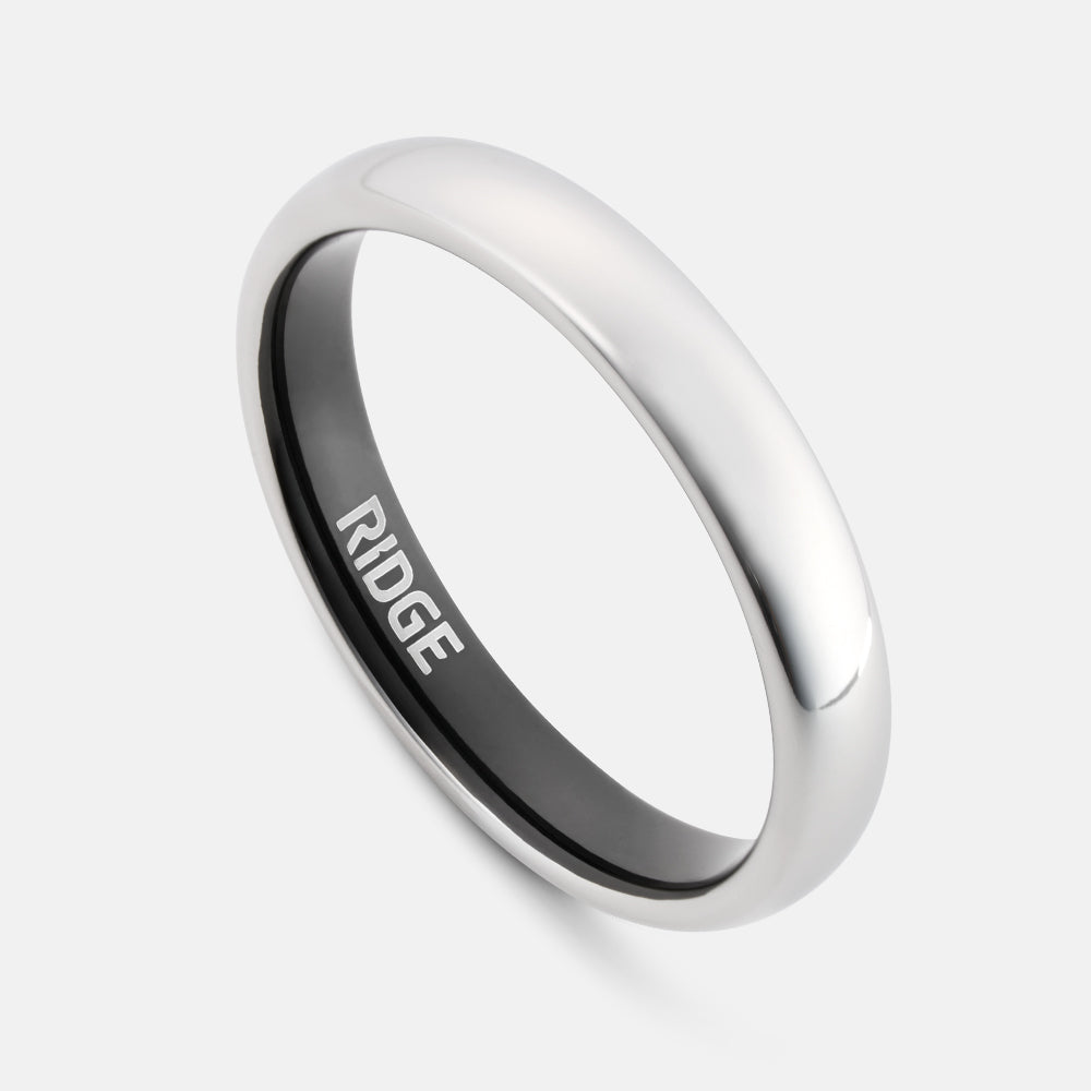 Ridge 4mm Afgeronde Ring Set - Platina