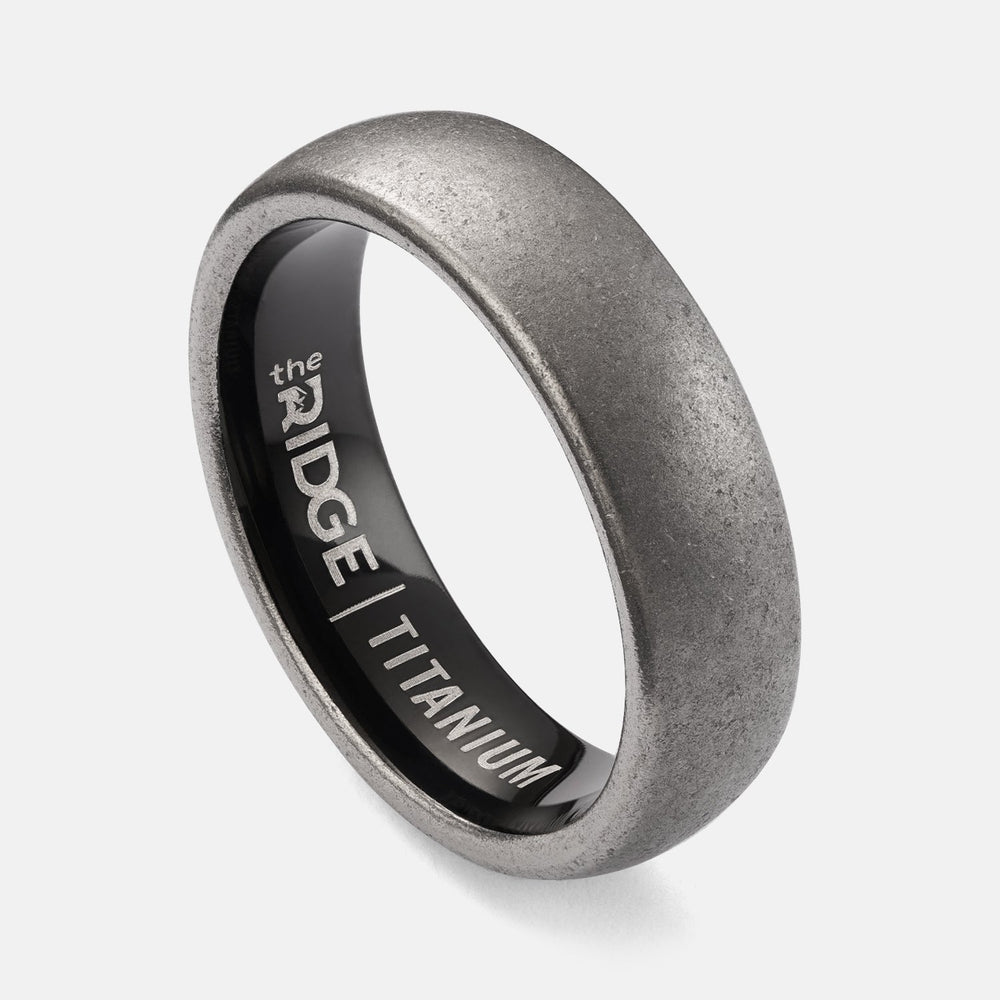 Ridge 6mm Afgeronde Ring Set - Stonewashed Titanium