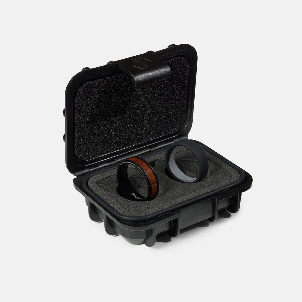 Ridge 8mm Beveled Ring Set - Mopane Wood