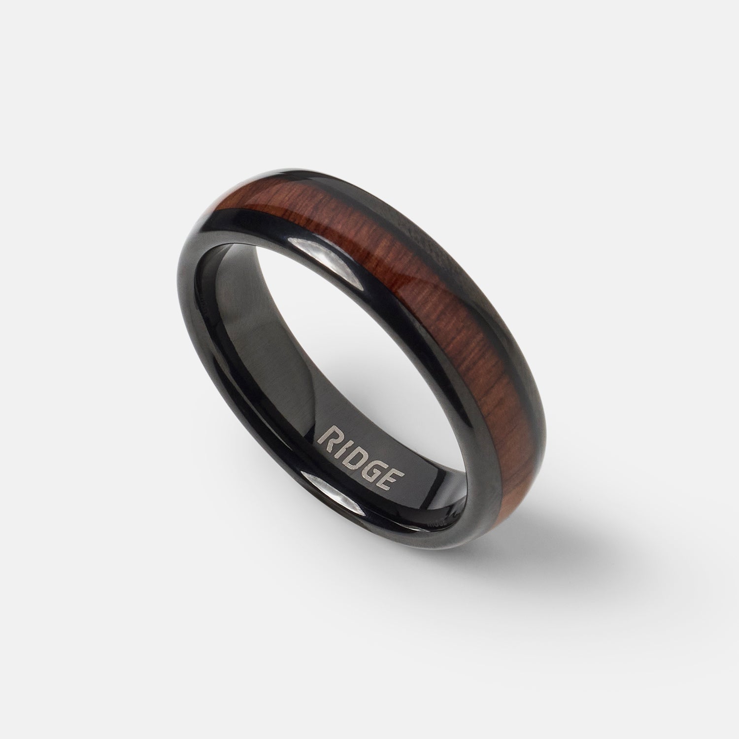 Ridge 6mm Afgeronde Ring Set - Mopane Hout