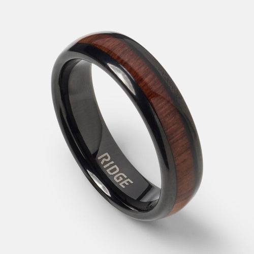 Ridge 6mm Afgeronde Ring Set - Mopane Hout