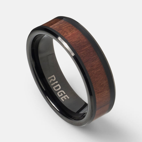 Ridge 8mm Geleide Ring Set - Mopane Hout