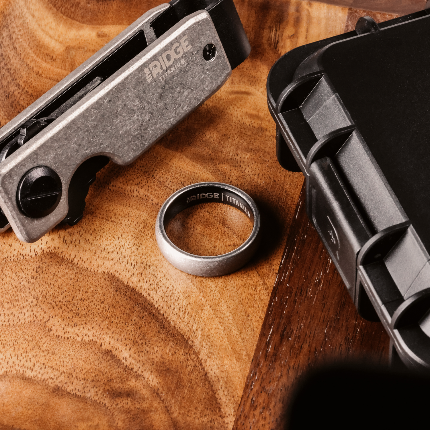 Ridge 6mm Afgeronde Ring Set - Stonewashed Titanium