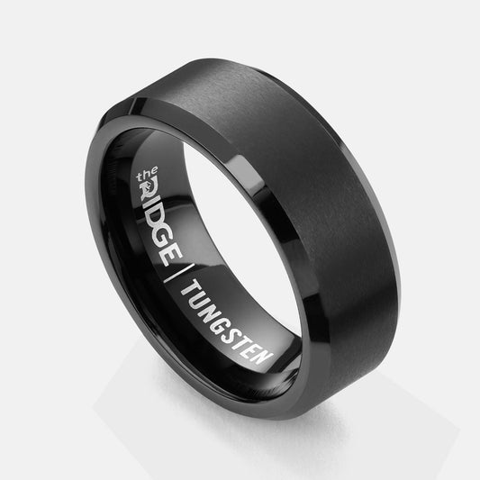 Ridge 8mm Geprofileerde Ring Set - Gunmetal
