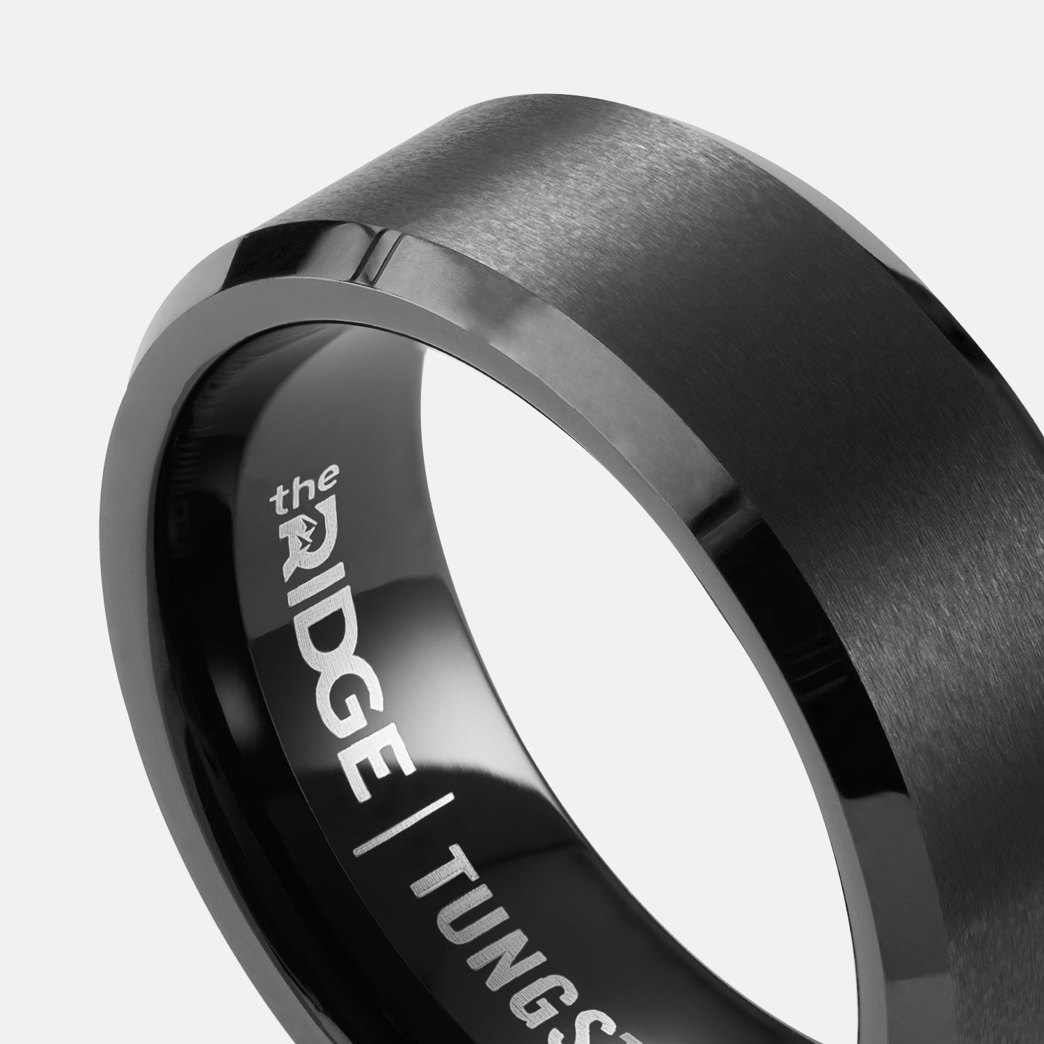 Ridge 8mm Geprofileerde Ring Set - Gunmetal