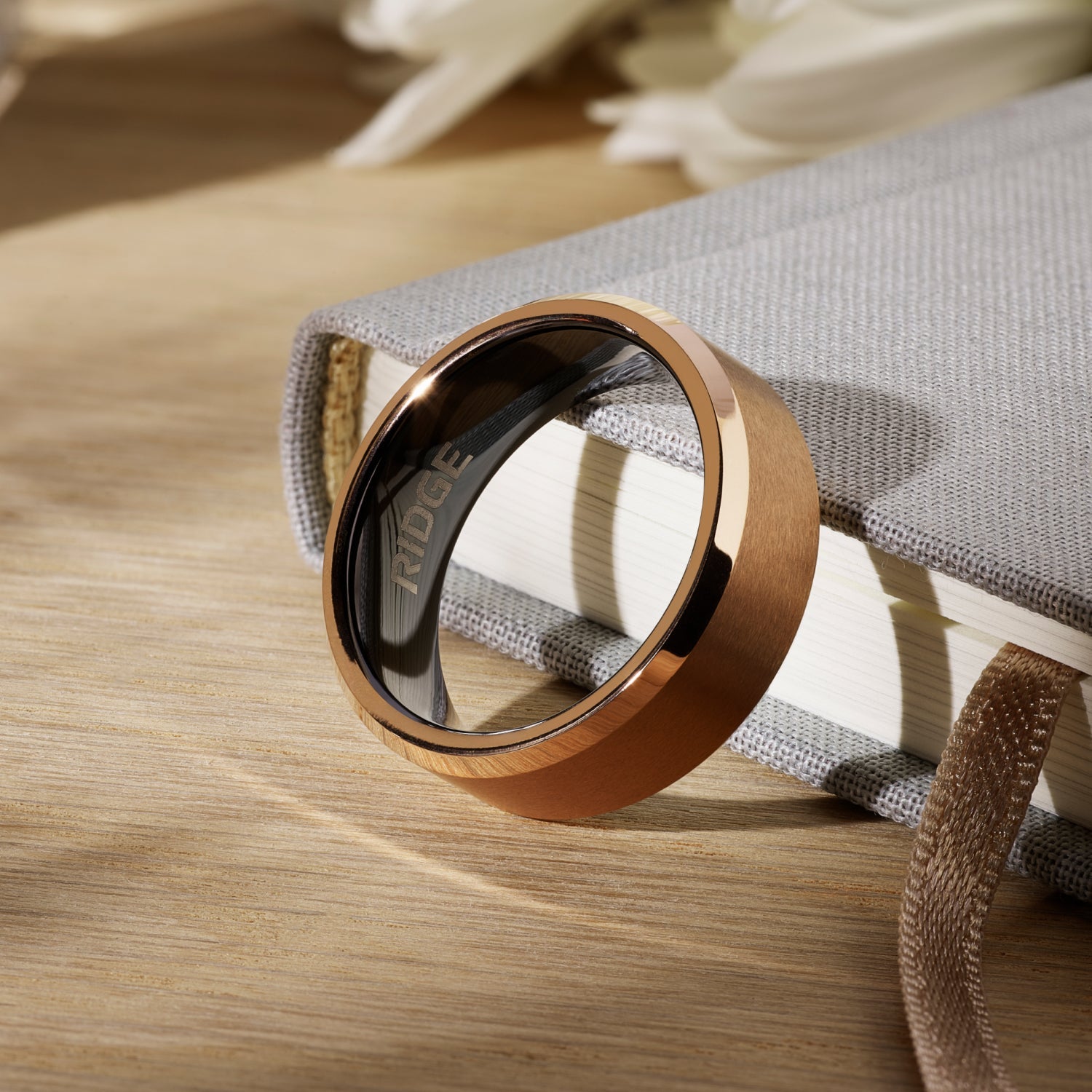 Ridge 8mm Geprofileerde Ring Set - 18K Roze Goud
