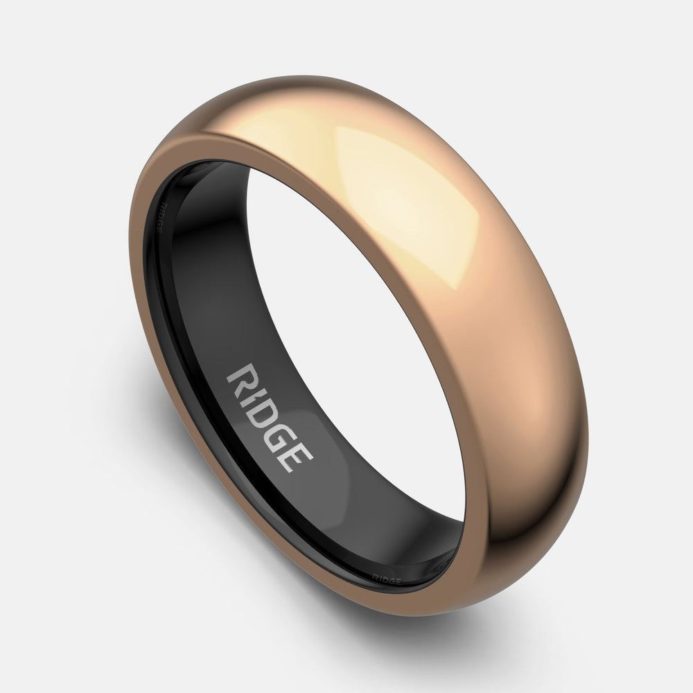 Ridge 6mm Ronde Ring Set - 18K Roze Goud