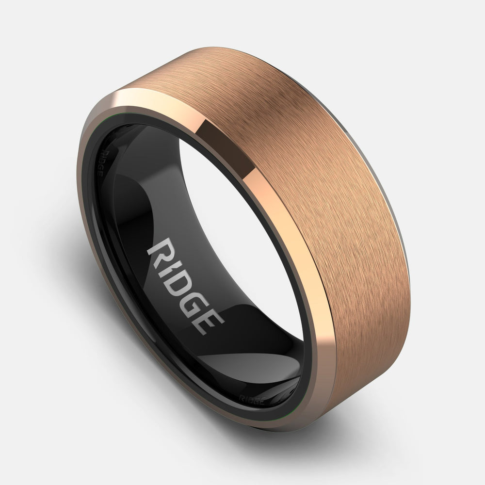 Ridge 8mm Geprofileerde Ring Set - 18K Roze Goud
