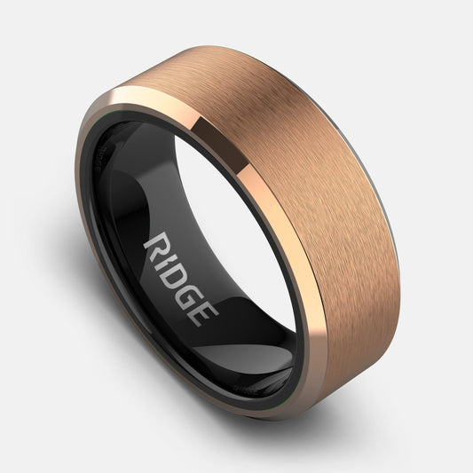 Ridge 8mm Geprofileerde Ring Set - 18K Roze Goud