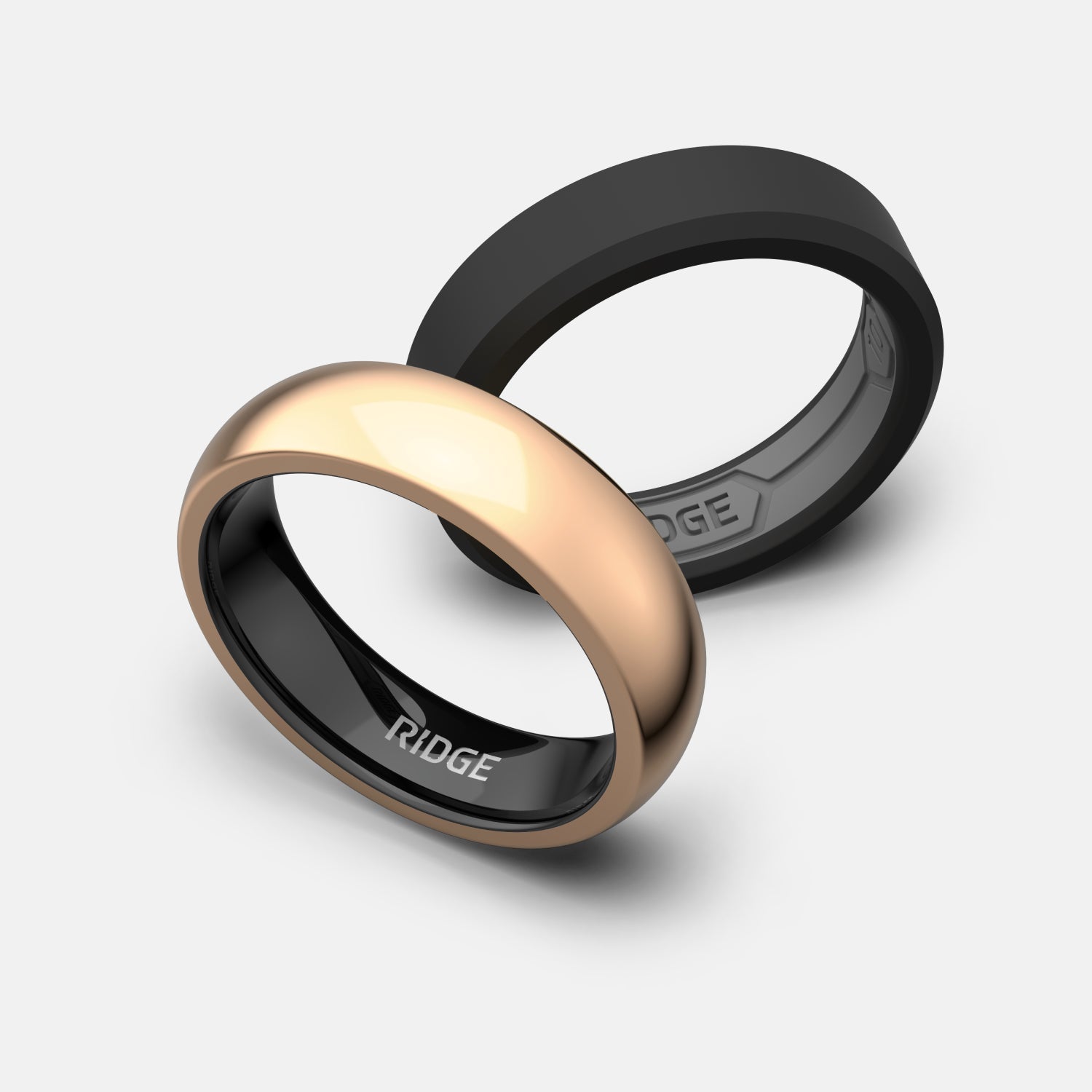 Ridge 6mm Ronde Ring Set - 18K Roze Goud