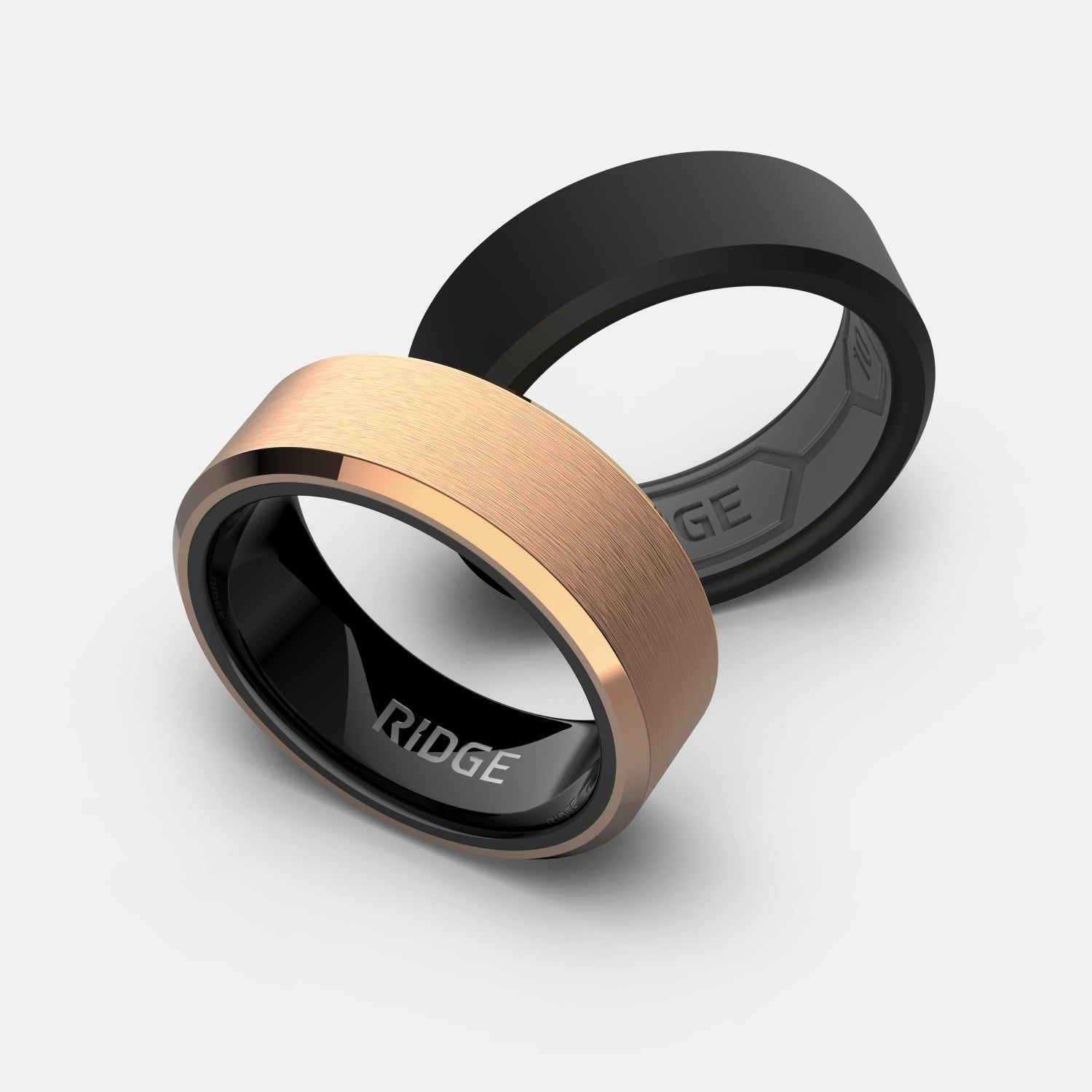 Ridge 8mm Geprofileerde Ring Set - 18K Roze Goud
