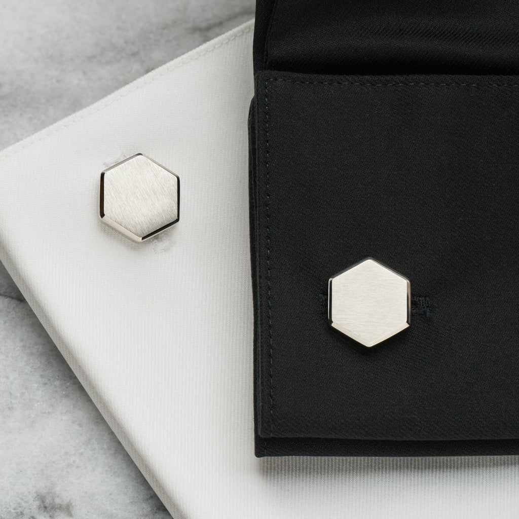 Tie Bar & Cufflinks Kit - Platinum