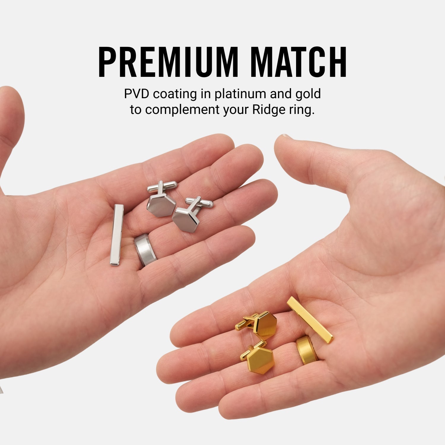 Tie Bar & Cufflinks Kit - Platinum