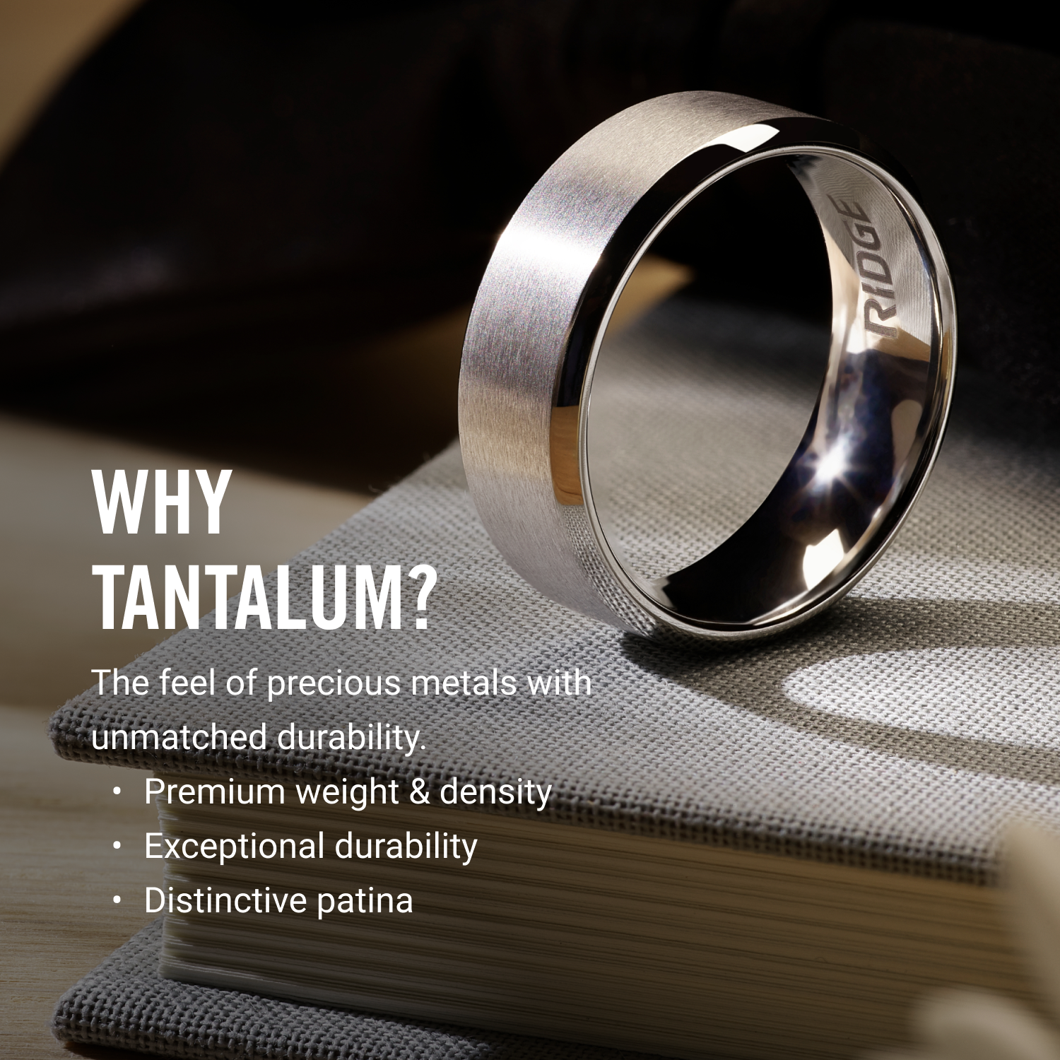 Ridge 8mm Beveled Ring Set - Platinum | Tantalum