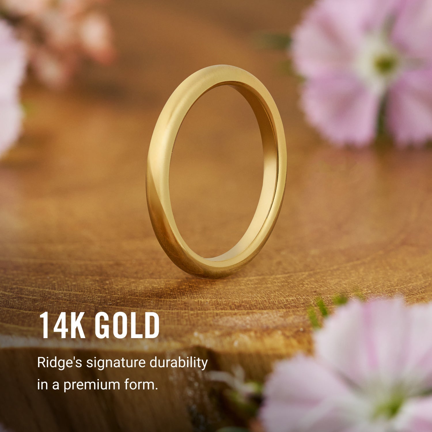 Ridge 2mm Ronde Ring Set - 14K Geel Goud
