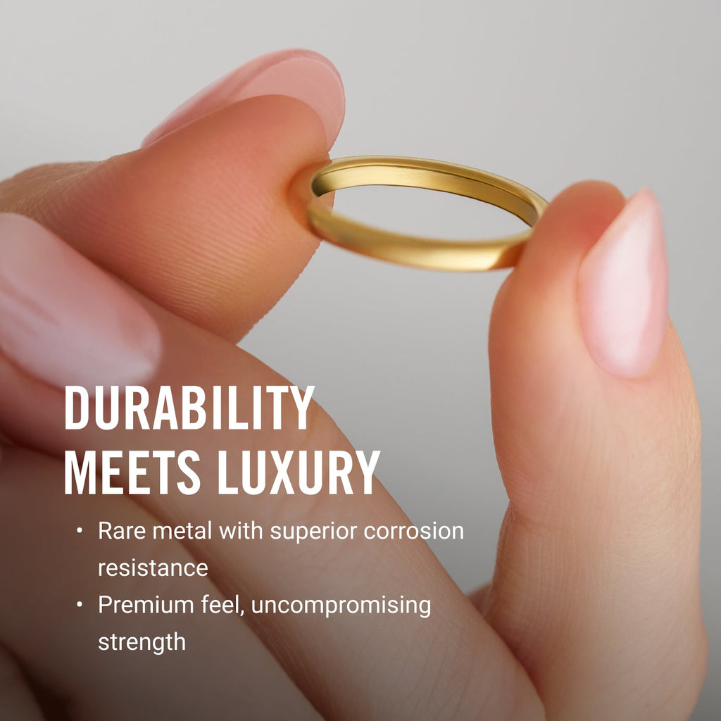 Ridge 2mm Rounded Ring Set - 14K Yellow Gold