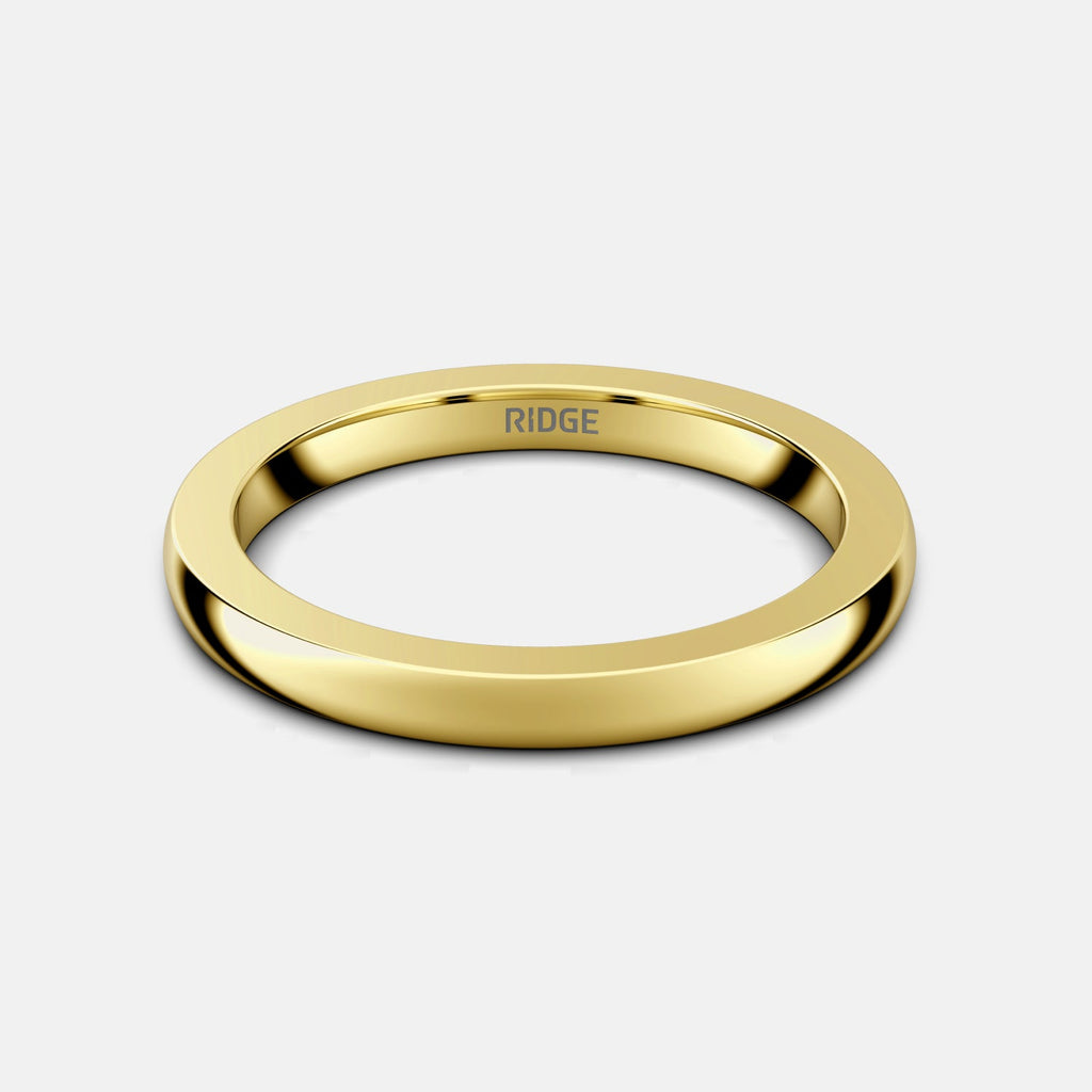 Ridge 2mm Rounded Ring Set - 14K Yellow Gold