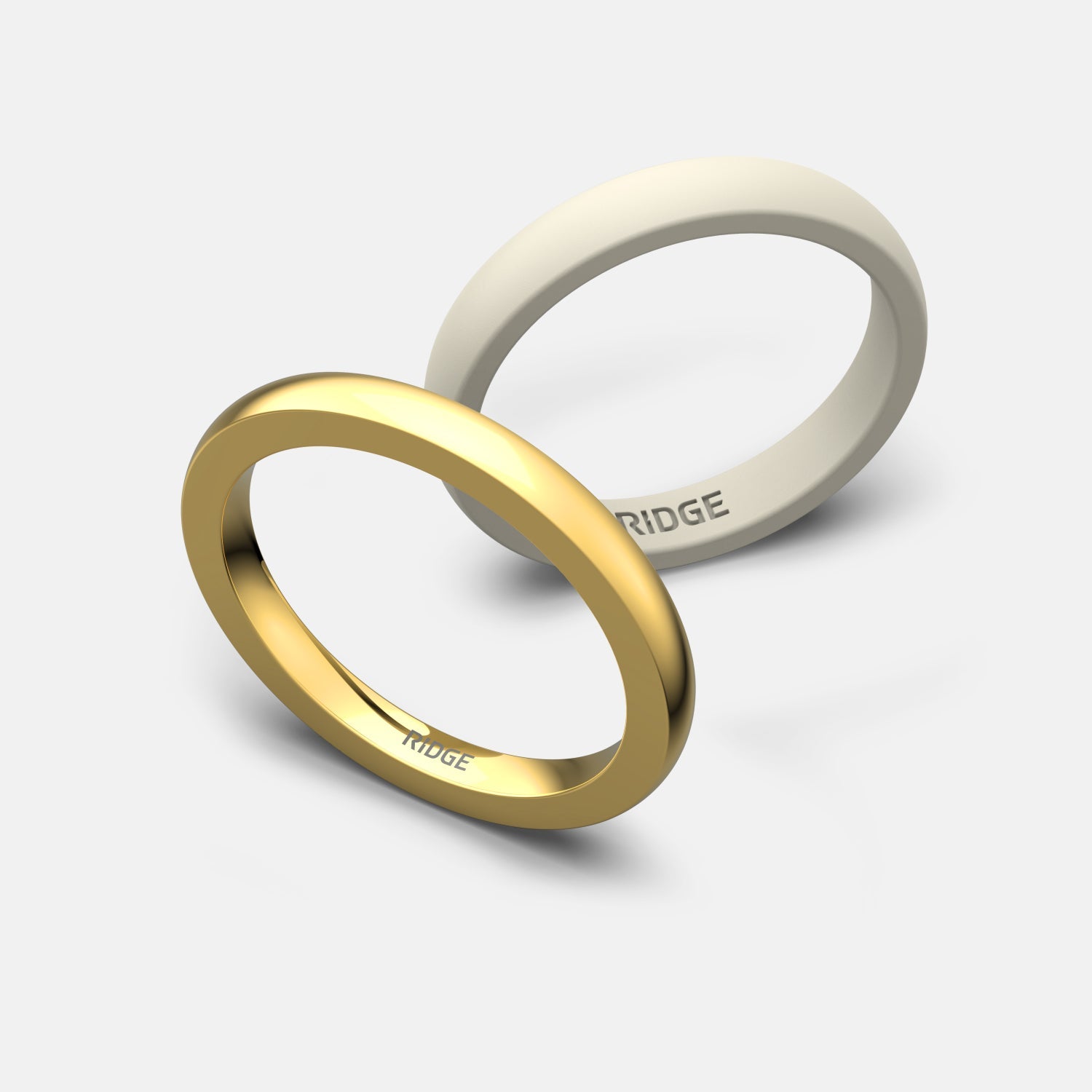 Ridge 2mm Ronde Ring Set - 14K Geel Goud