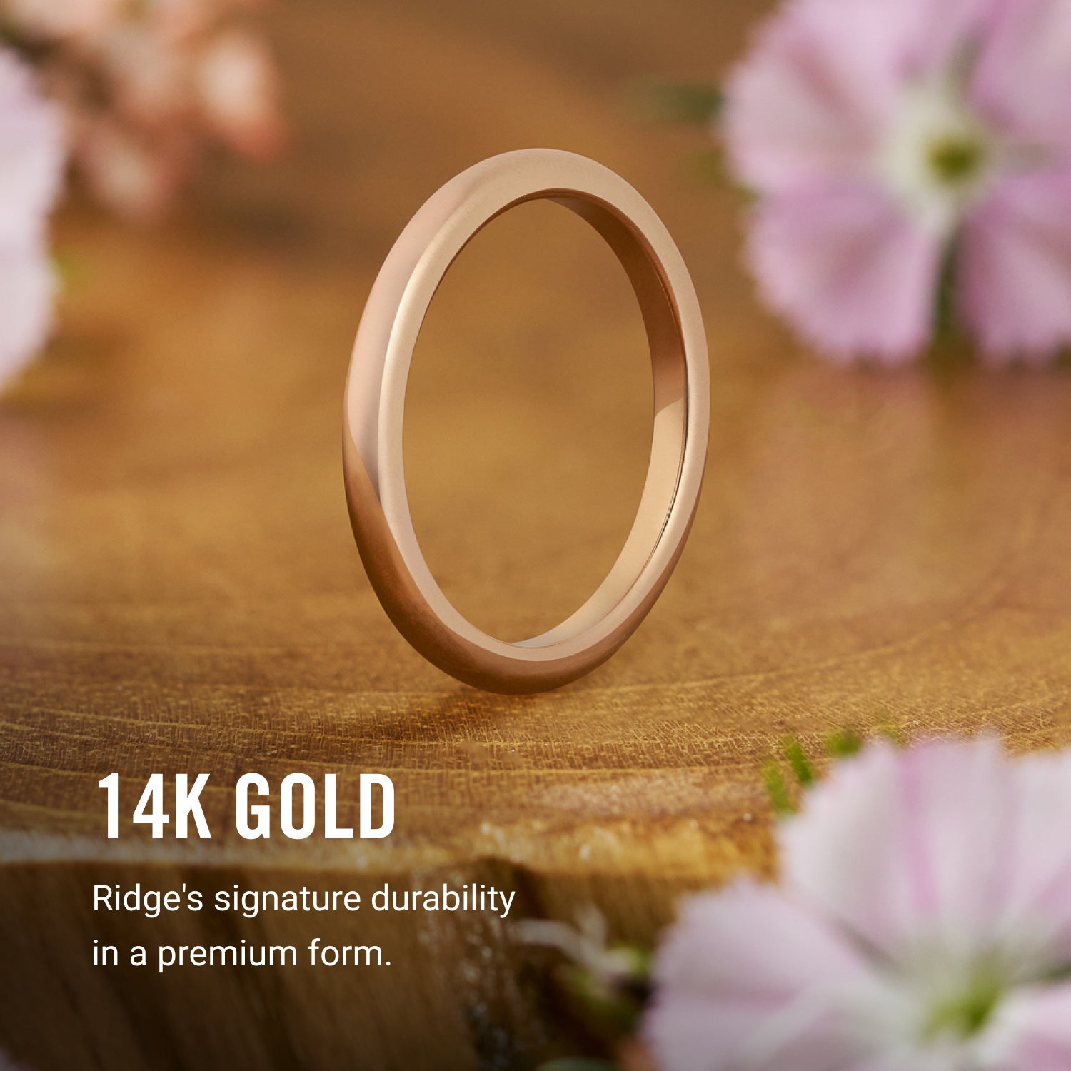 Ridge 2mm Ronde Ring Set - 14K Roze Goud