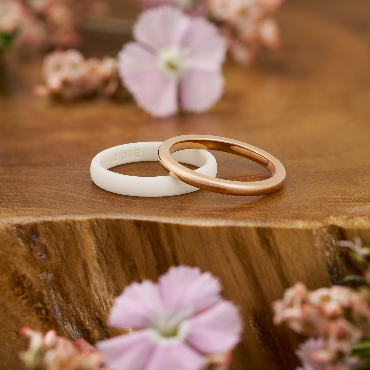 Ridge 2mm Ronde Ring Set - 14K Roze Goud