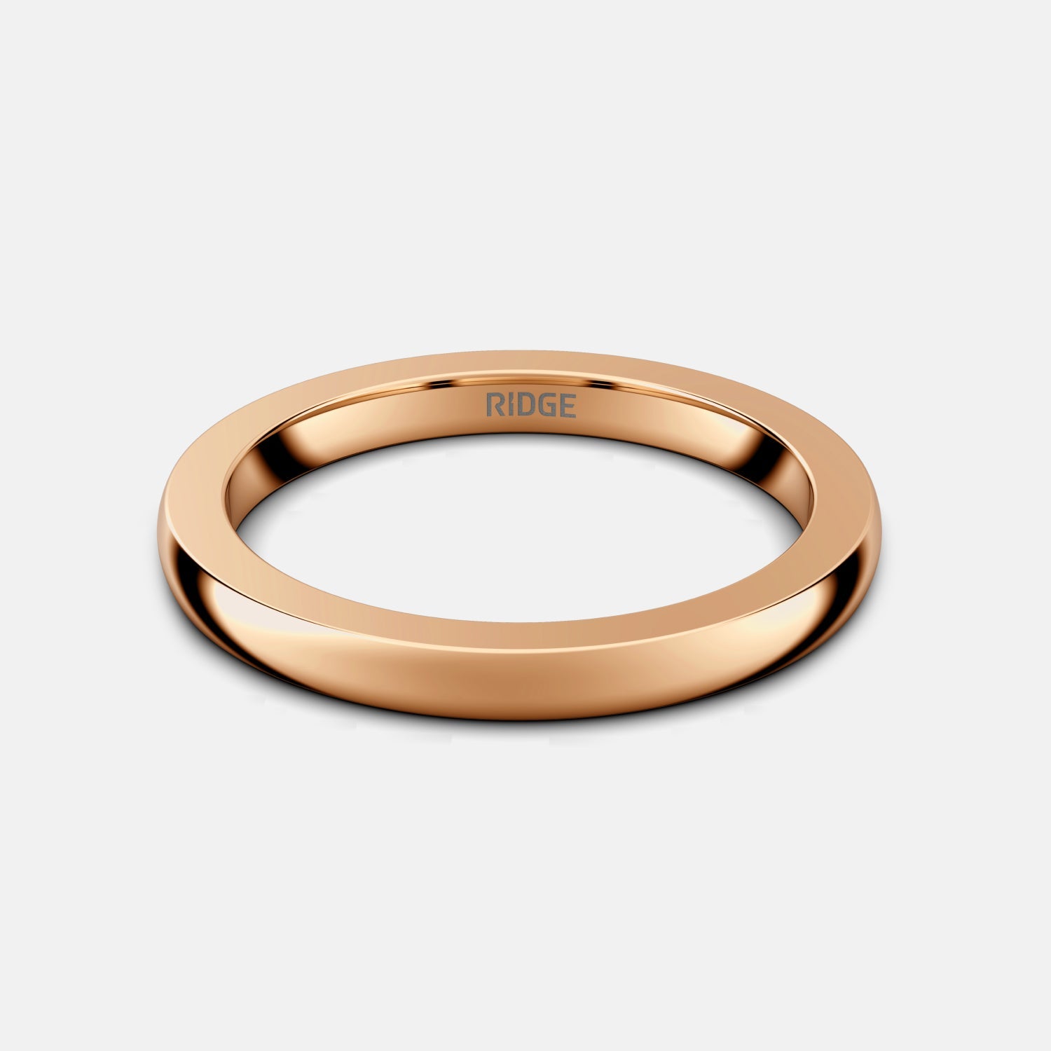 Ridge 2mm Ronde Ring Set - 14K Roze Goud