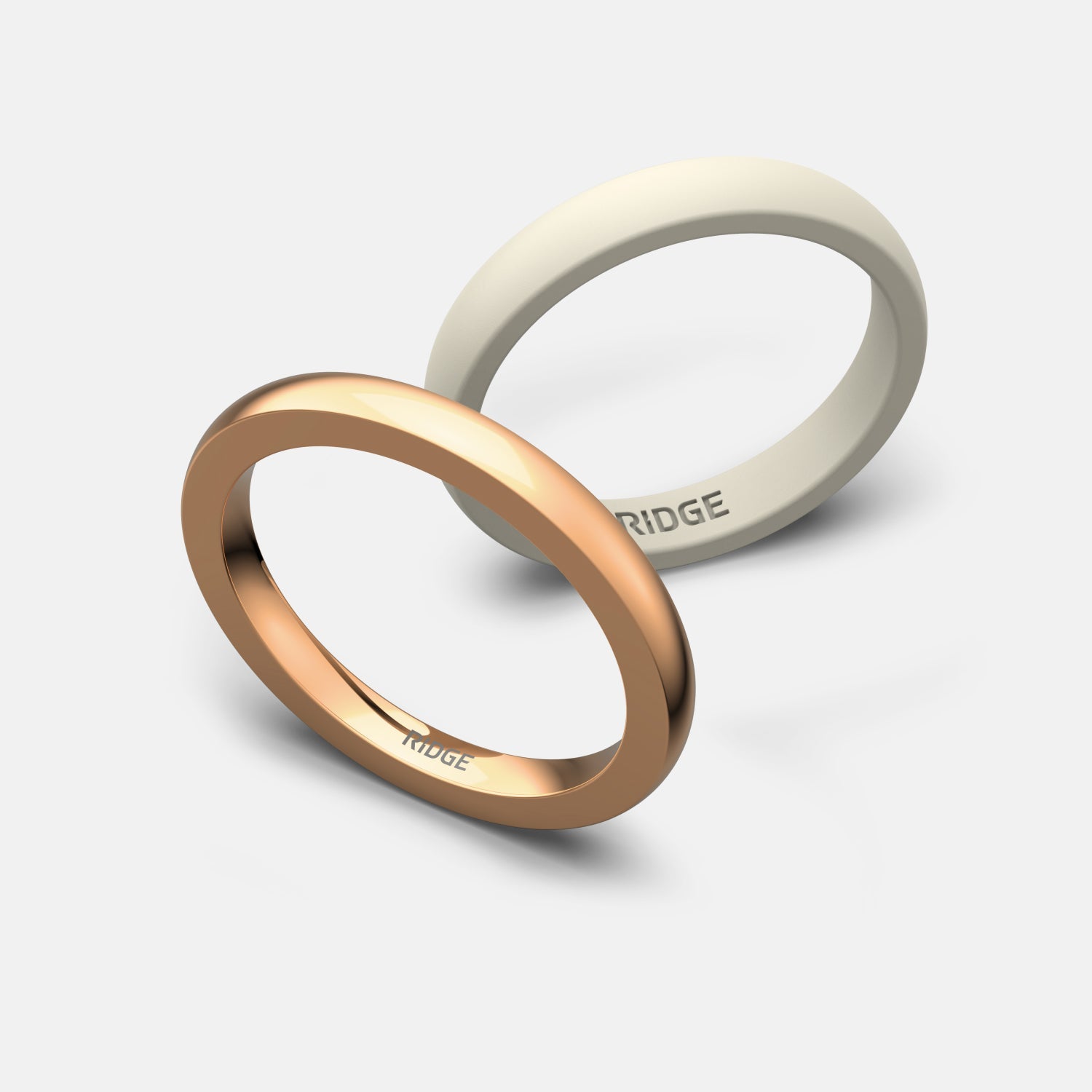 Ridge 2mm Ronde Ring Set - 14K Roze Goud