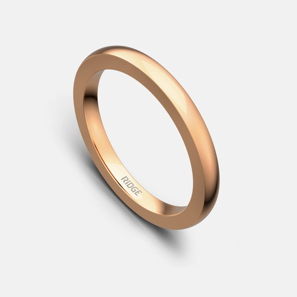Ridge 2mm Ronde Ring Set - 14K Roze Goud