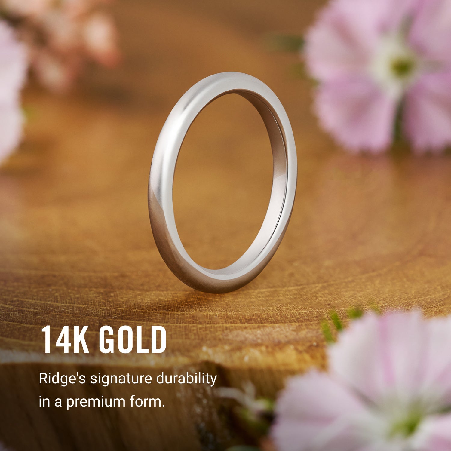 Ridge 2mm Ronde Ring Set - 14K Wit Goud