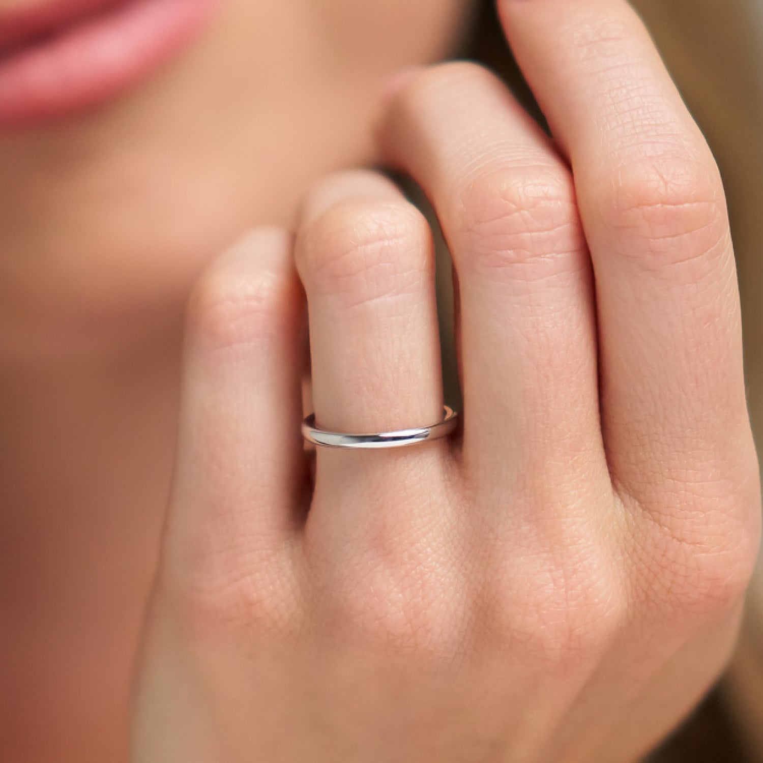 Ridge 2mm Ronde Ring Set - 14K Wit Goud