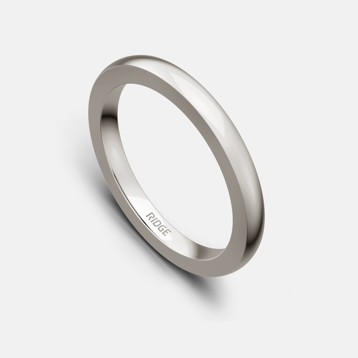 Ridge 2mm Ronde Ring Set - 14K Wit Goud