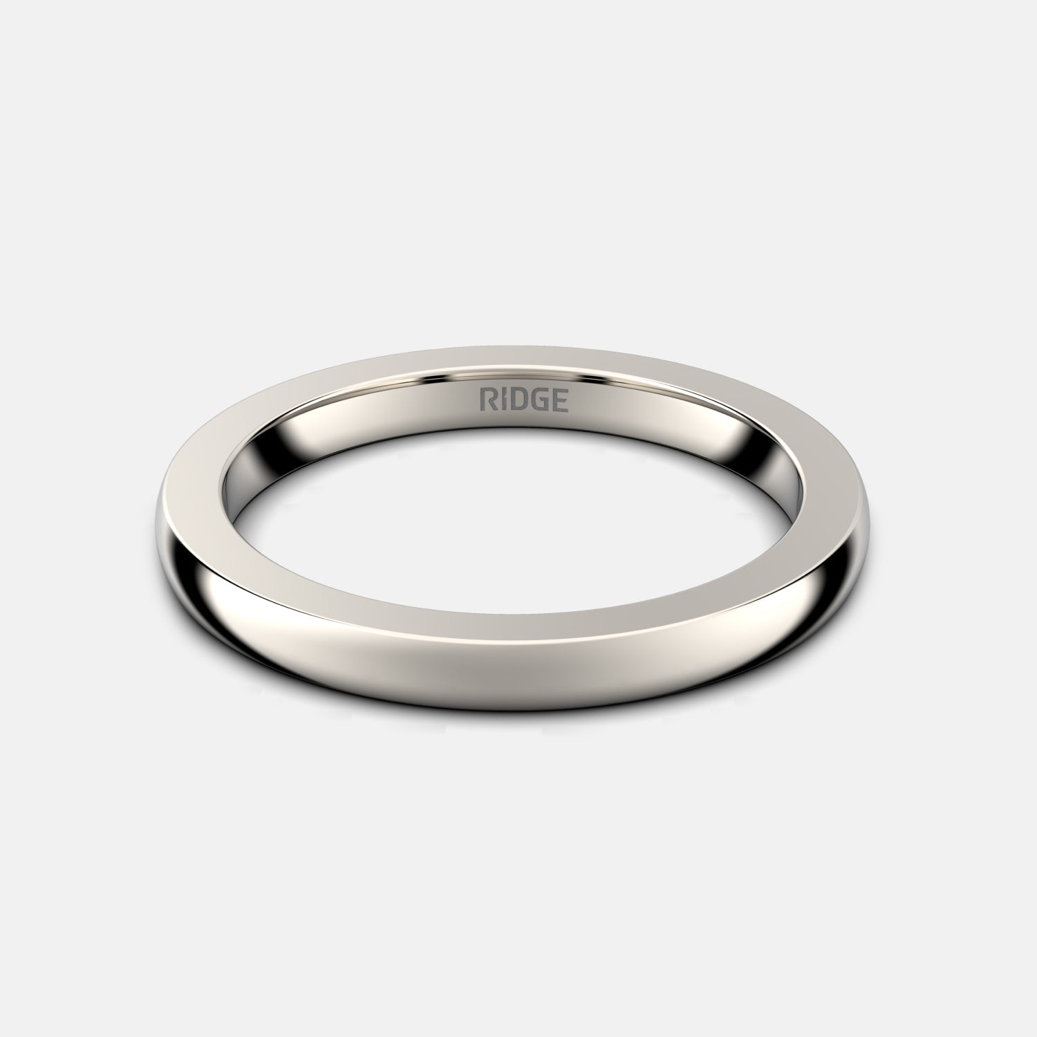 Ridge 2mm Ronde Ring Set - 14K Wit Goud